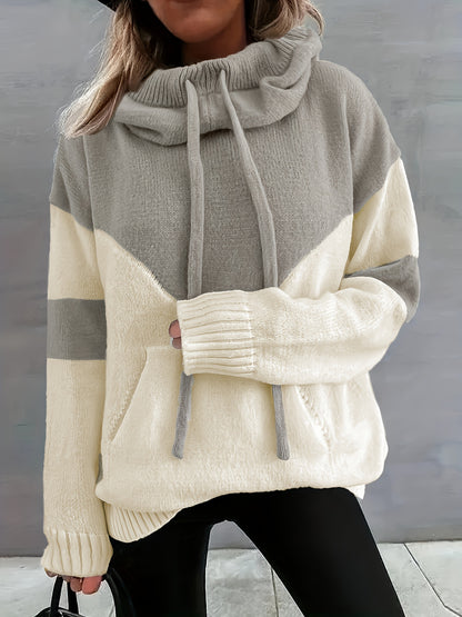 Apricotfarbener Colorblock Hoodie - Mila