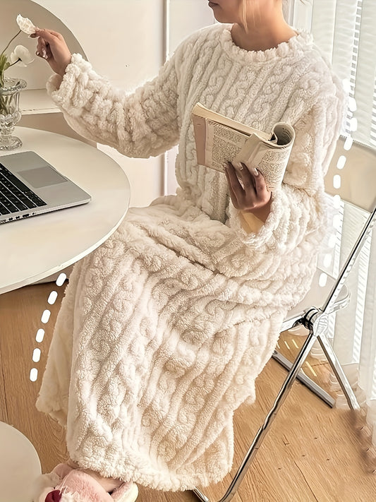 Gemütliches Jacquard-Nachthemd - Einfarbig und Kuschelig