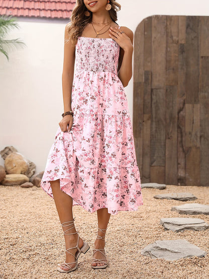 Rosa maxikleid mit blumendruck - Hanna