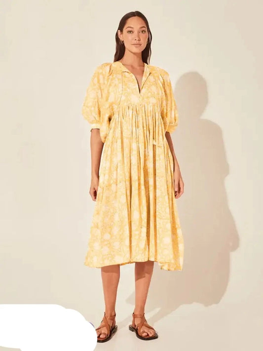 Gelbes Midi-Sommerkleid - Mia
