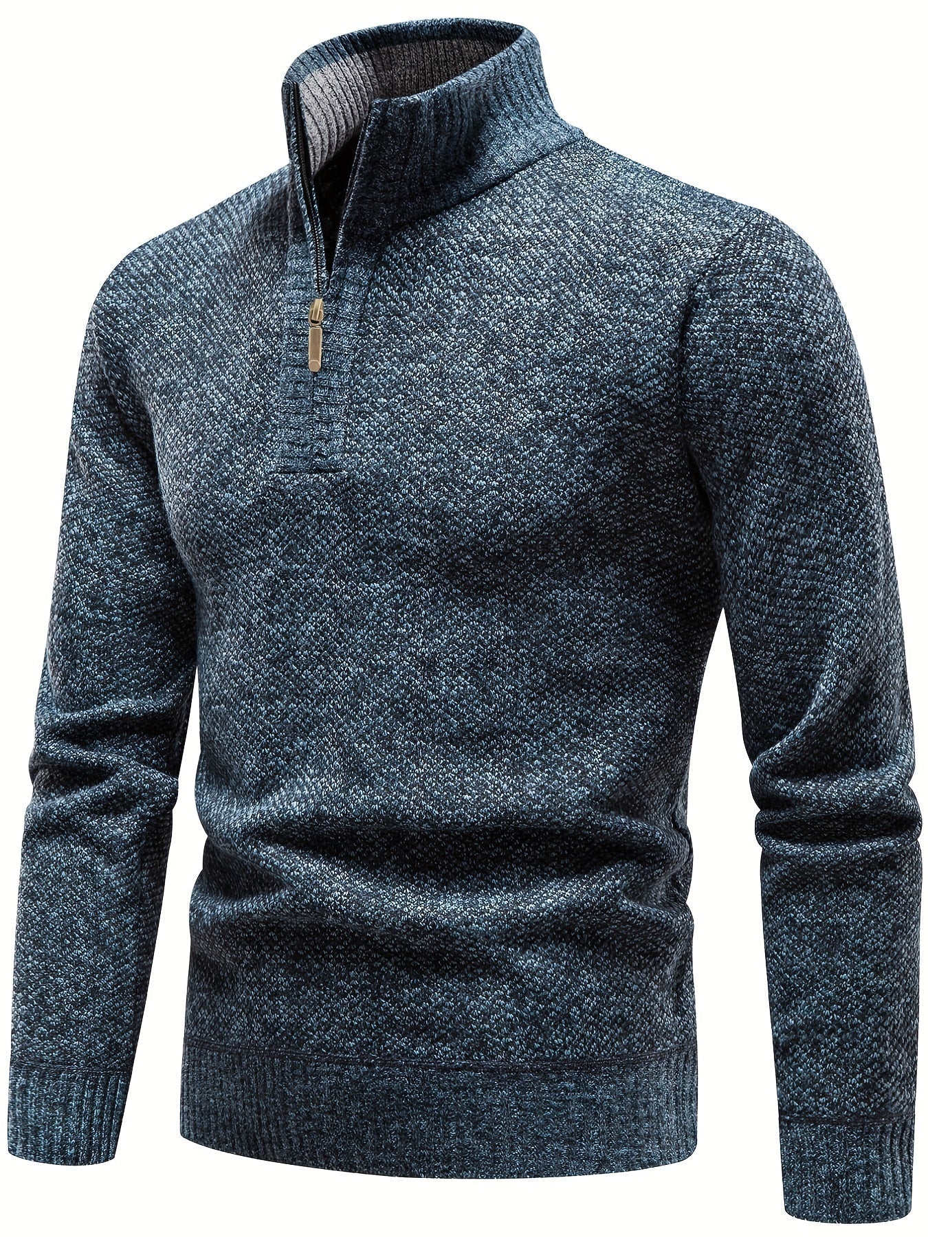 Herren-strickpullover mit hohem kragen und viertelreißverschluss – herren