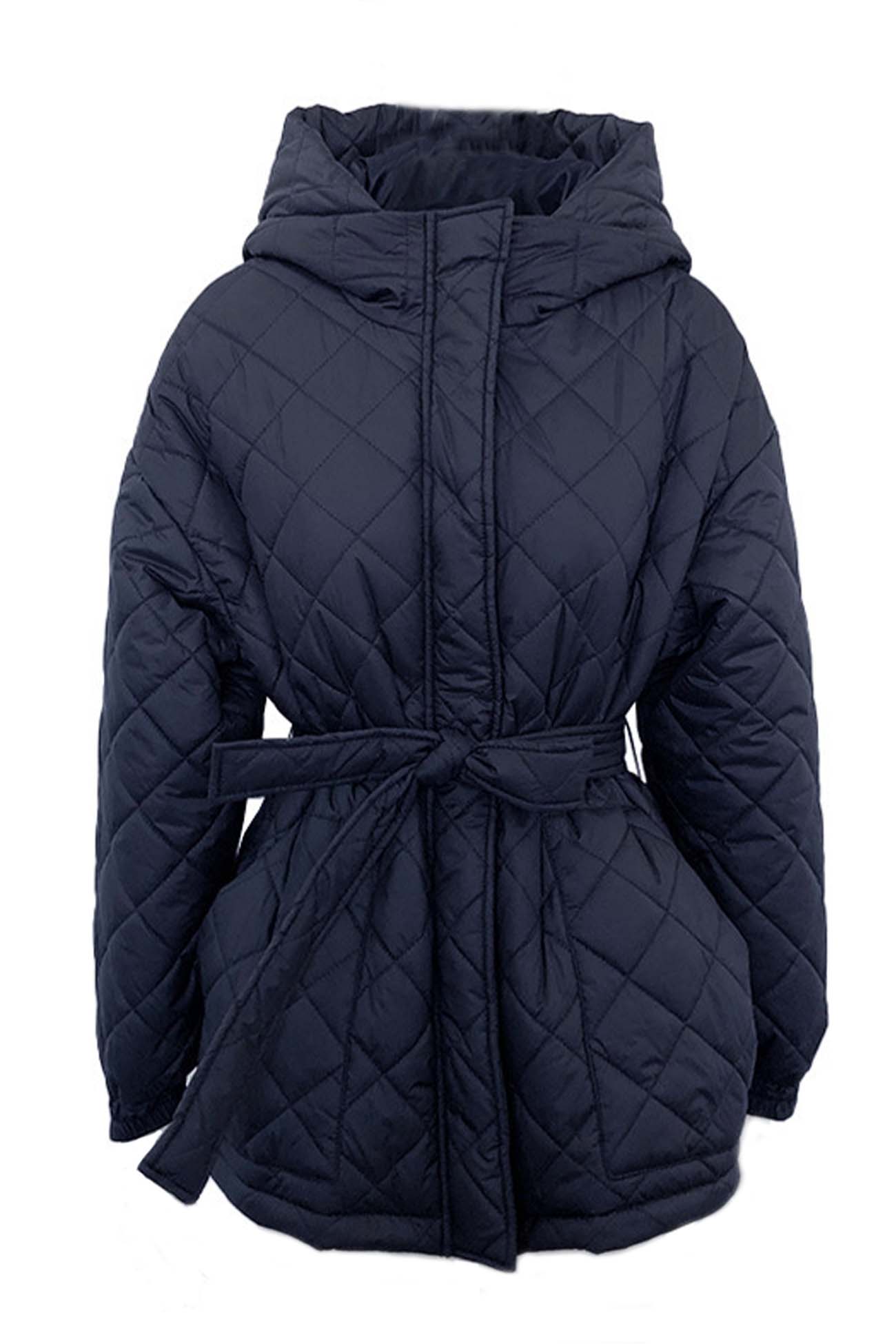 Kapuze Rhombus Gürtel Baumwolljacke