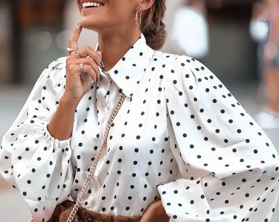 Weiße Bluse mit Punkten - Lena