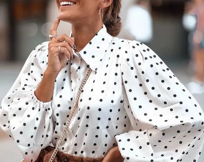 Weiße Bluse mit Punkten - Lena