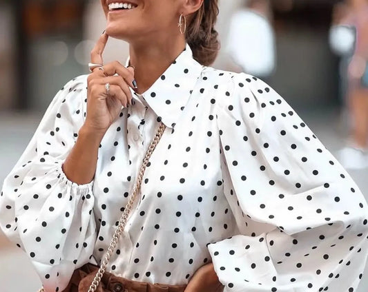 Weiße Bluse mit Punkten - Lena