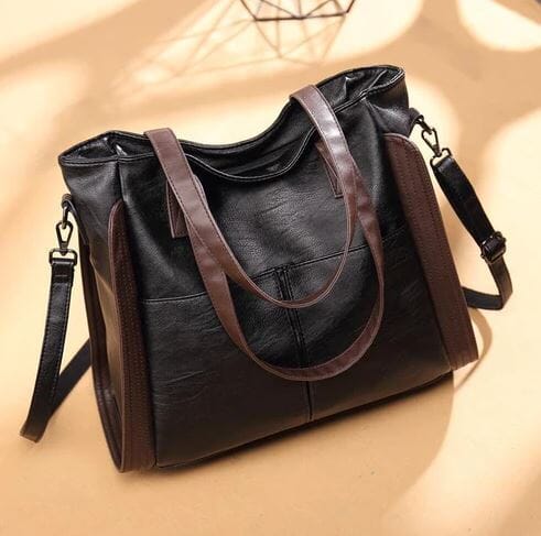 Amelia - Vintage-Look Ledertasche in Schwarz