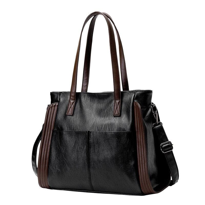 Amelia - Vintage-Look Ledertasche in Schwarz