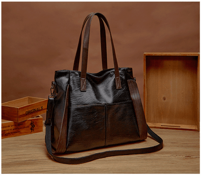 Amelia - Vintage-Look Ledertasche in Schwarz