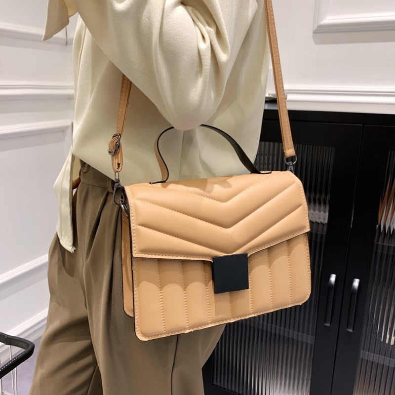 Sienna - Khaki Quilted Crossbody Bag