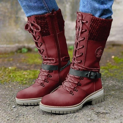 Winterstiefel mit schnürung, mittelhoch bis zur wade – damen