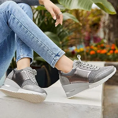 Stylische Komfort-Turnschuhe mit Atmungsaktivität und Metallic-Akzenten