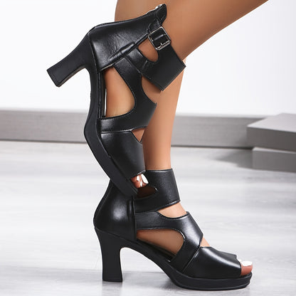 Schwarze Plateau-Sandalen - Mia