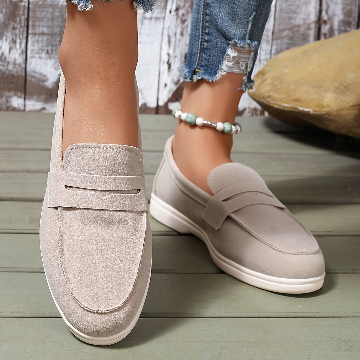 Beige Komfort Loafers - Elegante Lena