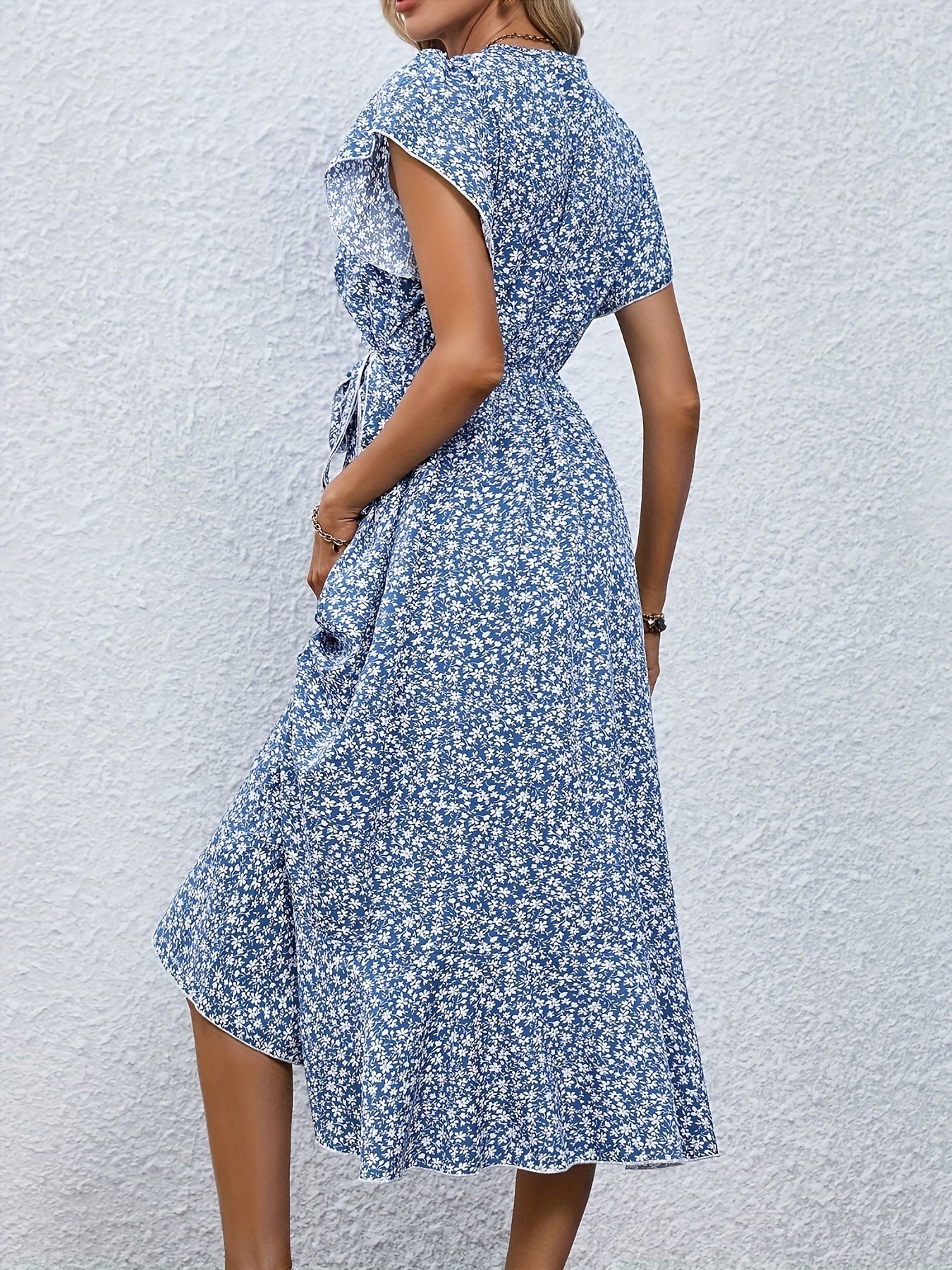 Weißes Kleid mit blauen Blumen - Amelie