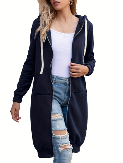 Roter Langer Zip-Up Hoodie – Lisa