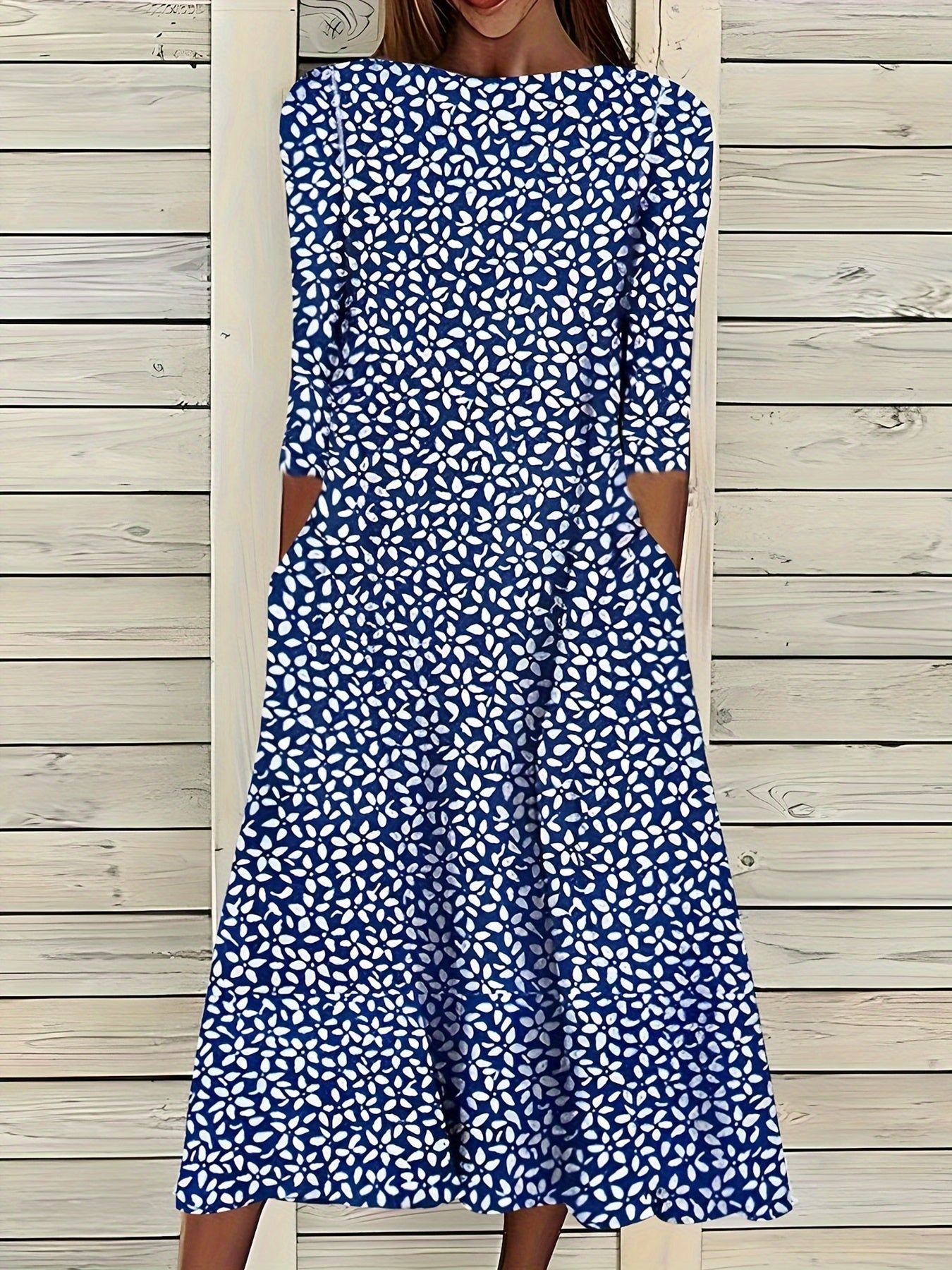 Blau-Weißes Musterkleid - Mia