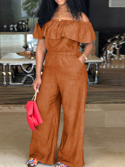 Blauer Off-Shoulder Jumpsuit - Lina