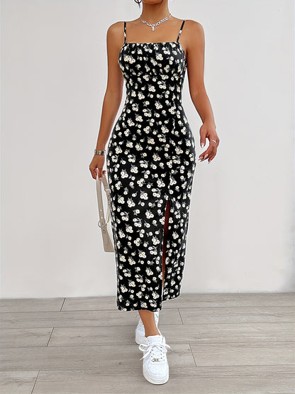 Blumen-Maxikleid Schwarz - Isabella