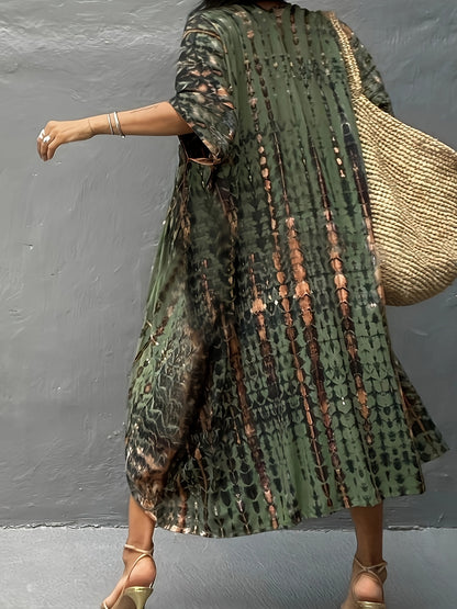 Schwarzes Boho-Kimono Kleid - Mila