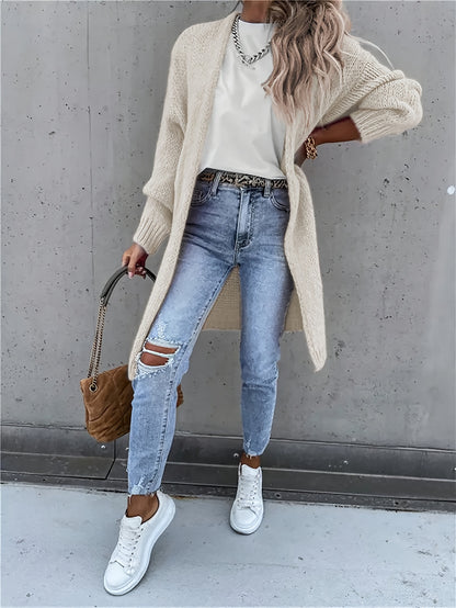 Strick-Cardigan mit Offenem Frontdesign – Lässiger und Gemütlicher Begleiter