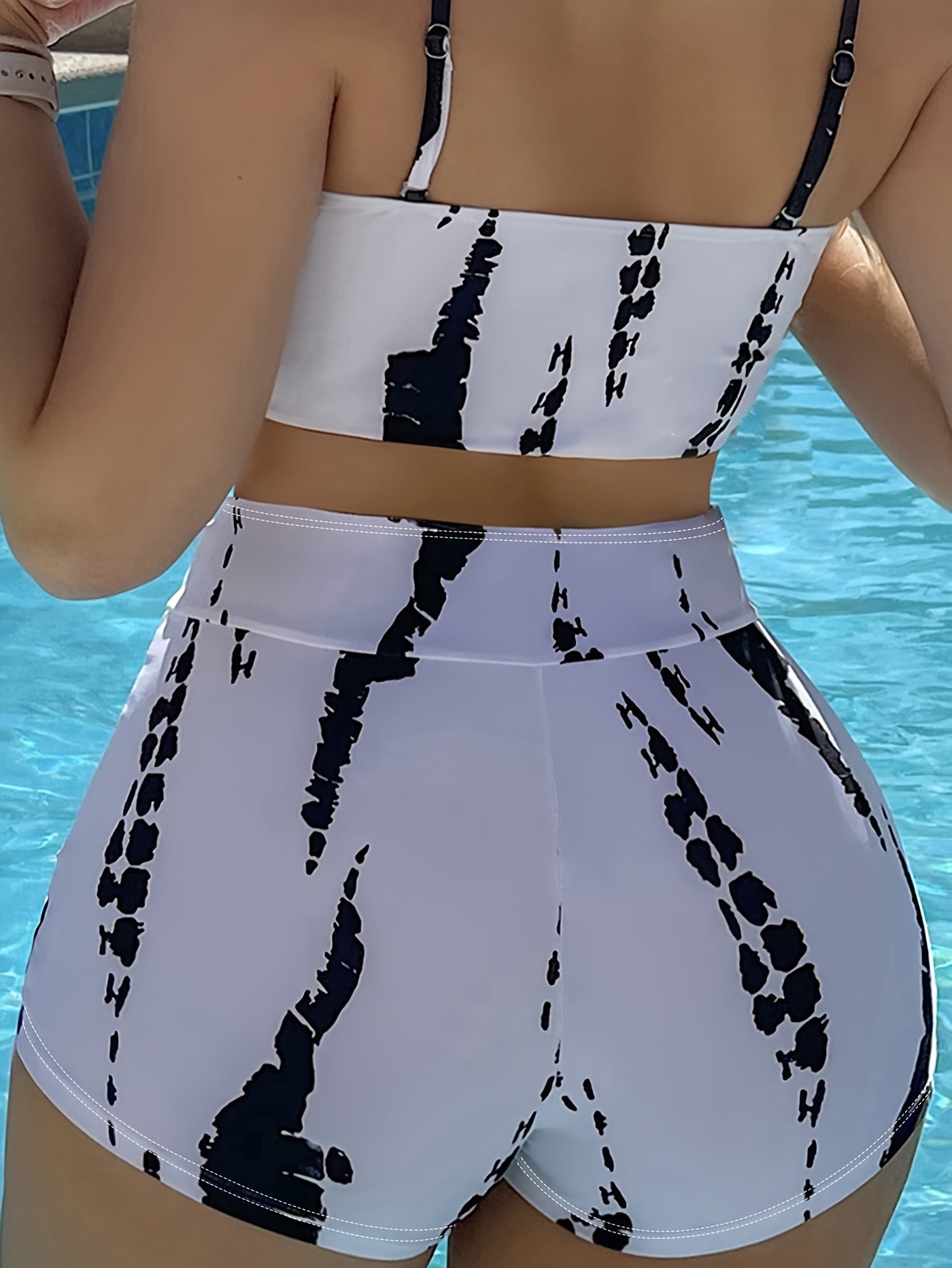 Weiße High-Waist Badeshorts - Jana