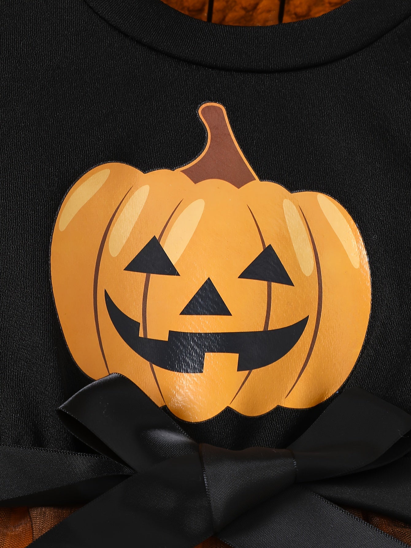 Mädchen Halloween Langarm Kleid mit gestricktem Oberteil und Tüllrock