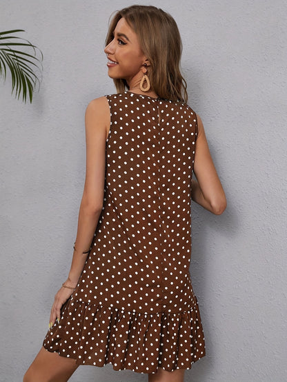 Braunes Tupfen-Sommerkleid - Isabella