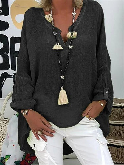 Hellblaue Baumwollbluse mit Knopfdetails - Nina