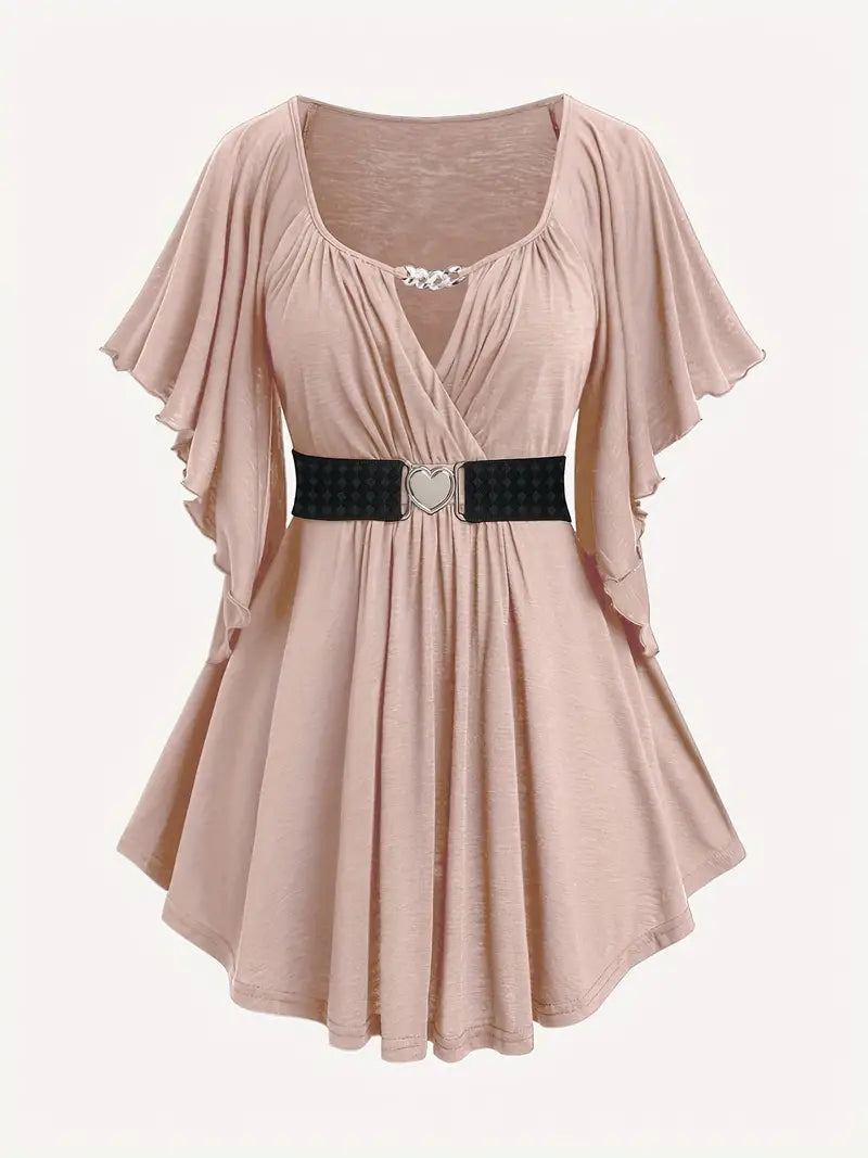 Herz-Akzent Ruched Plus Size Top - Emma