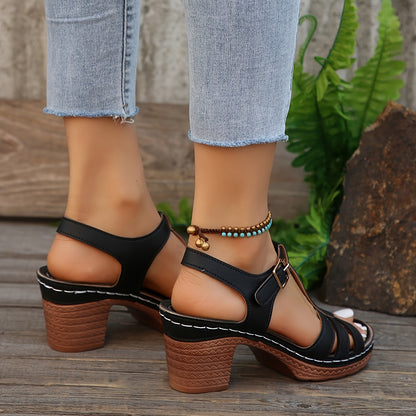 Braune Damen Sandalen mit Absatz - Sofia