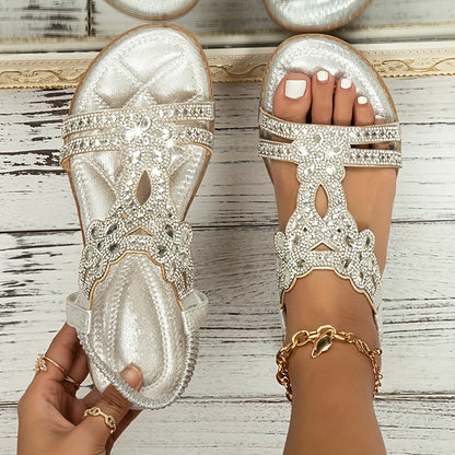 Hellblau Elegance - Floral Rhinestone Sandals