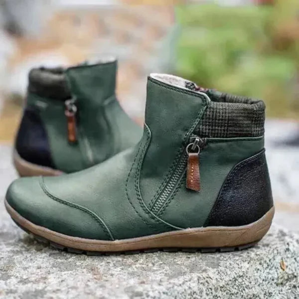 Warme, lässige damen-stiefeletten mit reißverschluss – damen