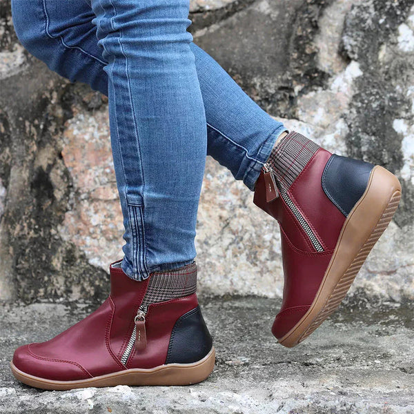 Warme, lässige damen-stiefeletten mit reißverschluss – damen