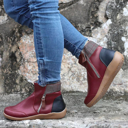 Warme, lässige damen-stiefeletten mit reißverschluss – damen