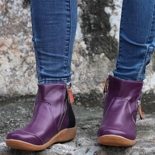 Warme, lässige damen-stiefeletten mit reißverschluss – damen