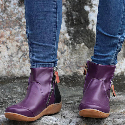 Warme, lässige damen-stiefeletten mit reißverschluss – damen