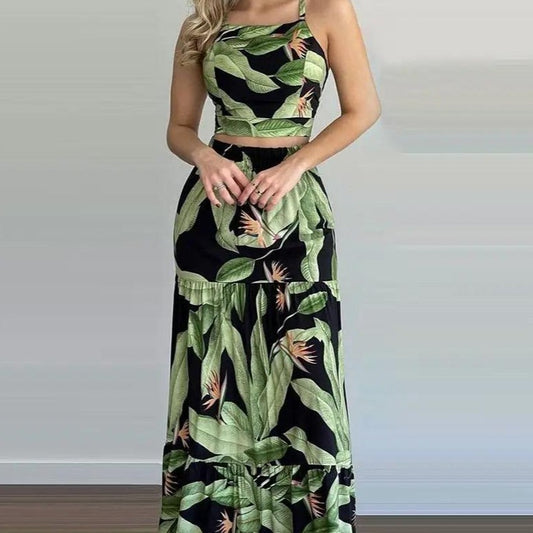 Grünes Set mit Blumenmuster - Lily