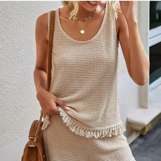 Beiges Set mit Fransen - Mia