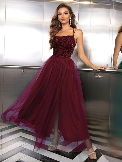 Schwarzes Abendkleid mit Pailletten - Isabelle