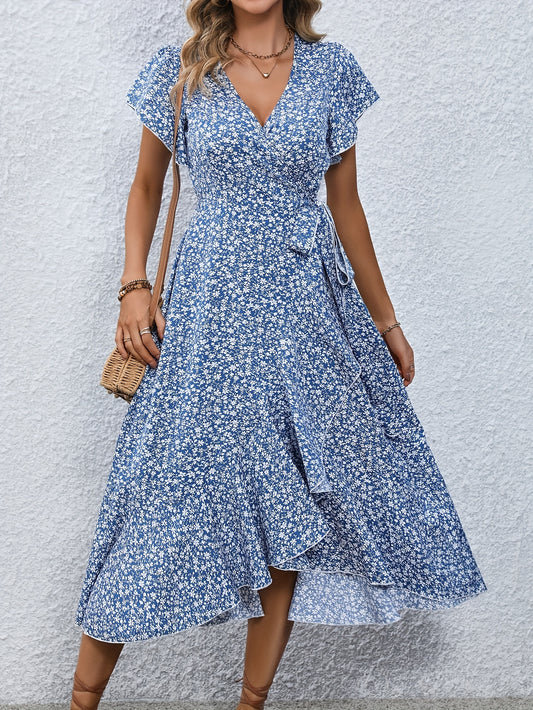 Weißes Kleid mit blauen Blumen - Amelie