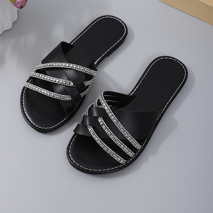 Schwarze Glitzersandalen - Glamour Strass Design - Sara