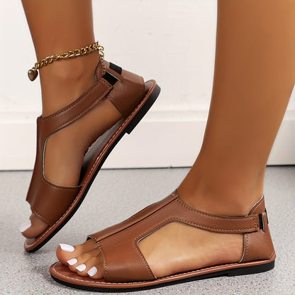 Weiße Flache Sandalen mit T-Riemen - Mila