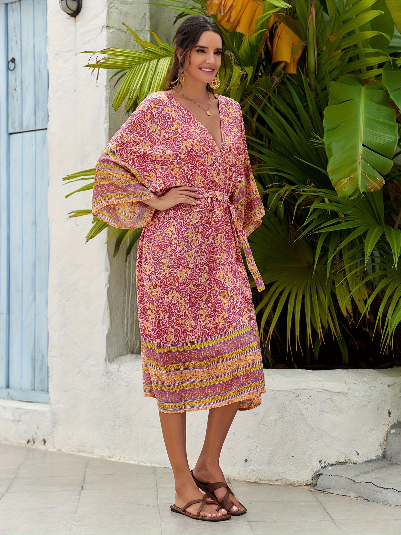 Rosa Kimono mit Gürtel - Lena