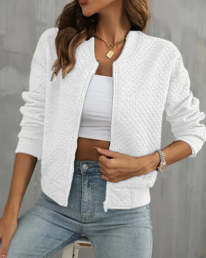 Strickjacke mit langen ärmeln und reißverschluss – damen