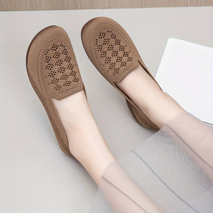 Schwarze Damen Strick Flats