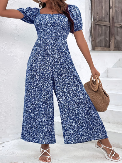 Blauer Blumenjumpsuit - Lina