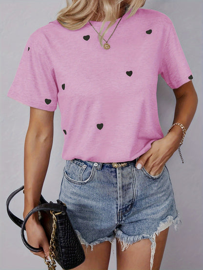 Beiges herz-muster t-shirt - emma