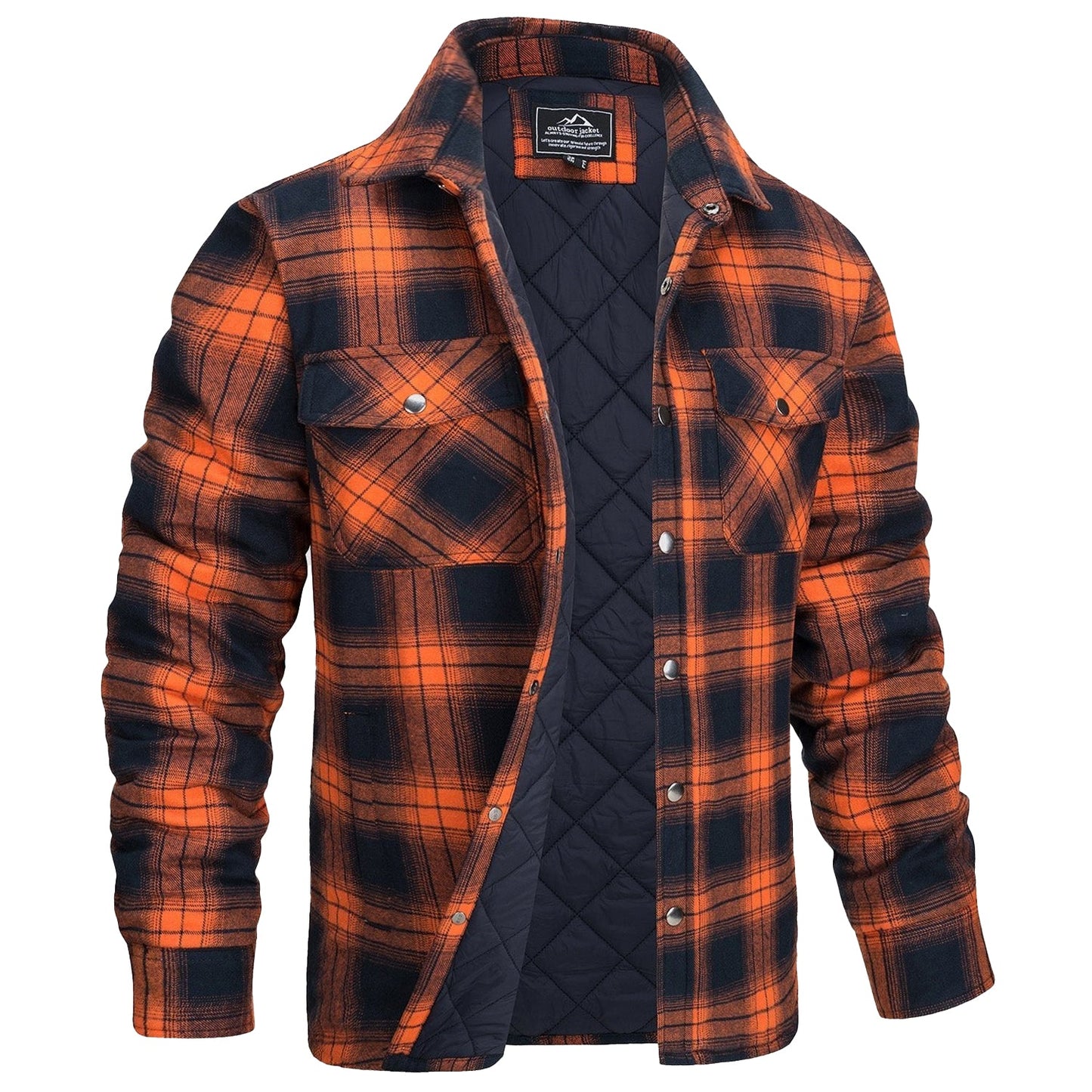 Warme Flanelljacke Orange - Theo