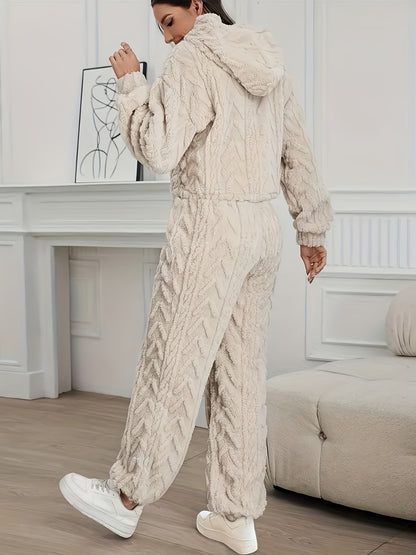 Damen Elegantes Langarm-Fleece Hoodie Set