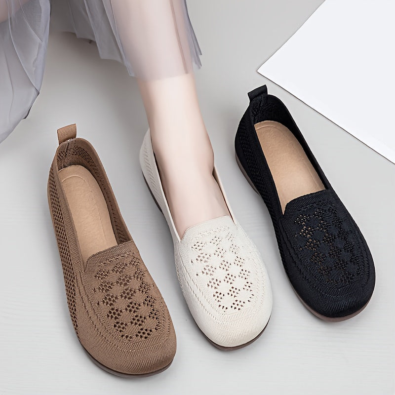 Schwarze Damen Strick Flats